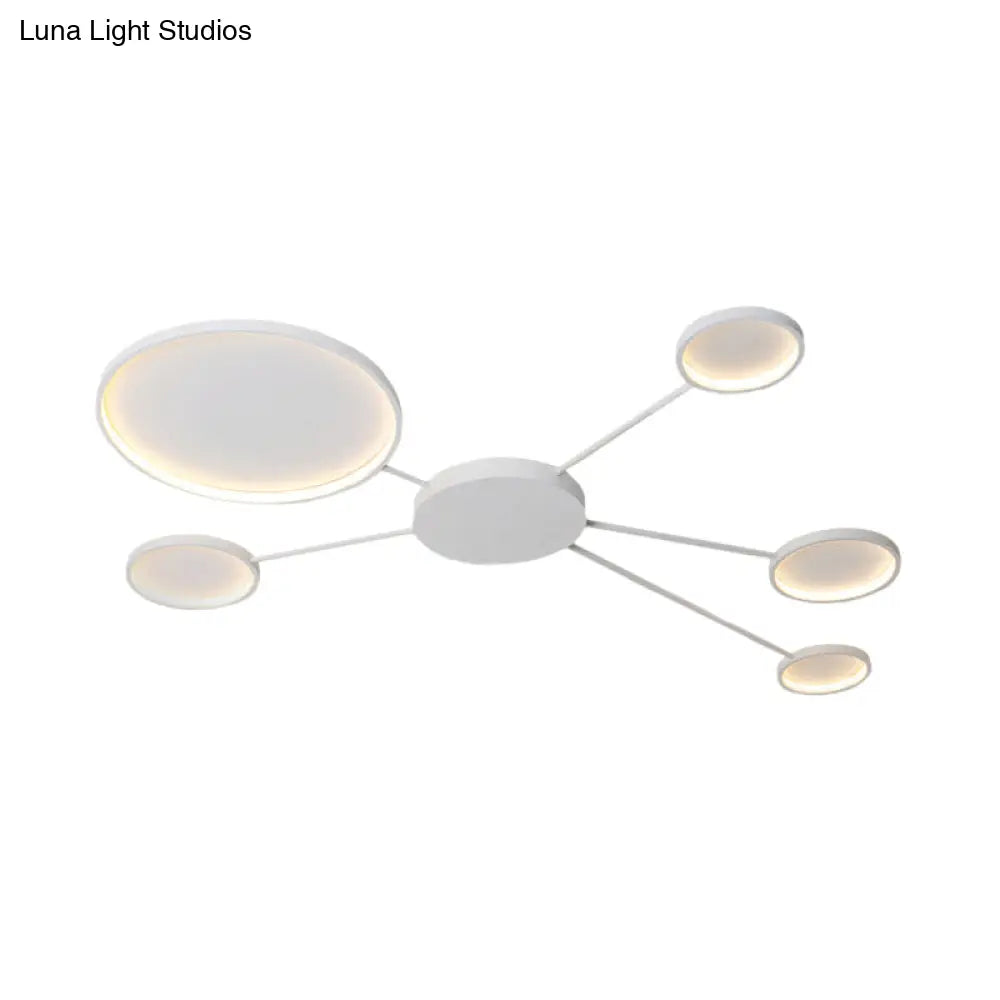 Modern Spoke Design Led Flush Mount Acrylic Ceiling Light In Black/White – Warm/White Illumination