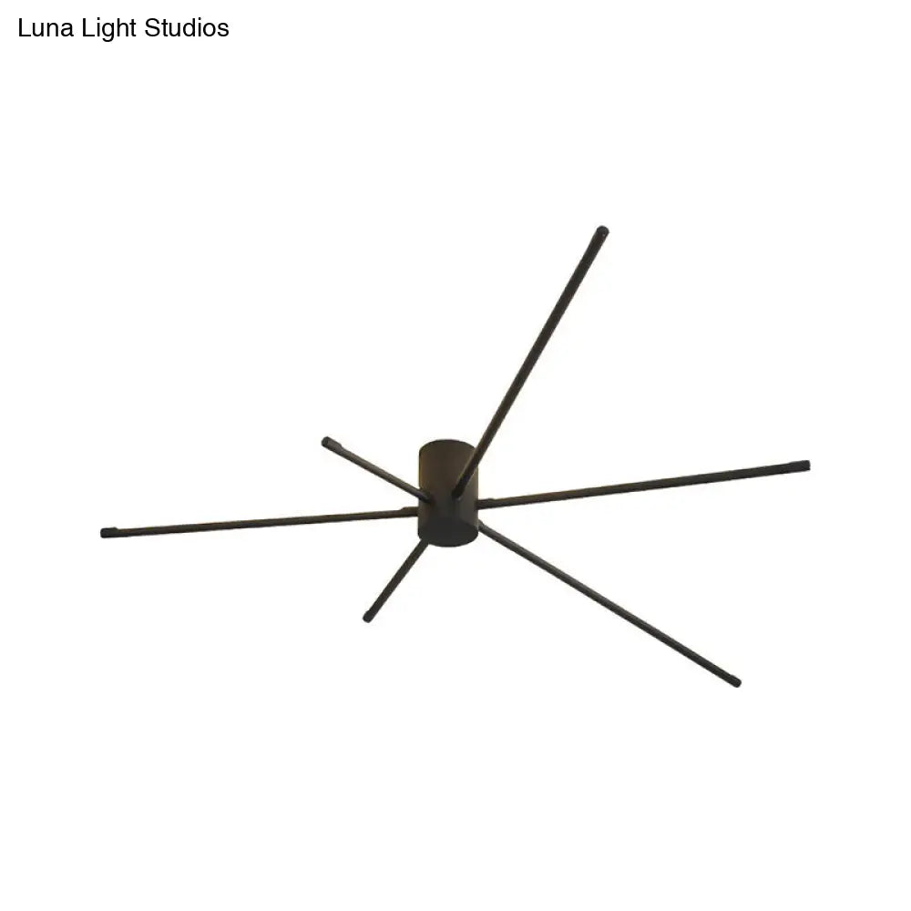 Modern Sputnik Acrylic Semi Mount Led Ceiling Light Fixture - 35.5’/39’ Width Black