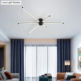 Modern Sputnik Acrylic Semi Mount Led Ceiling Light Fixture - 35.5’/39’ Width Black
