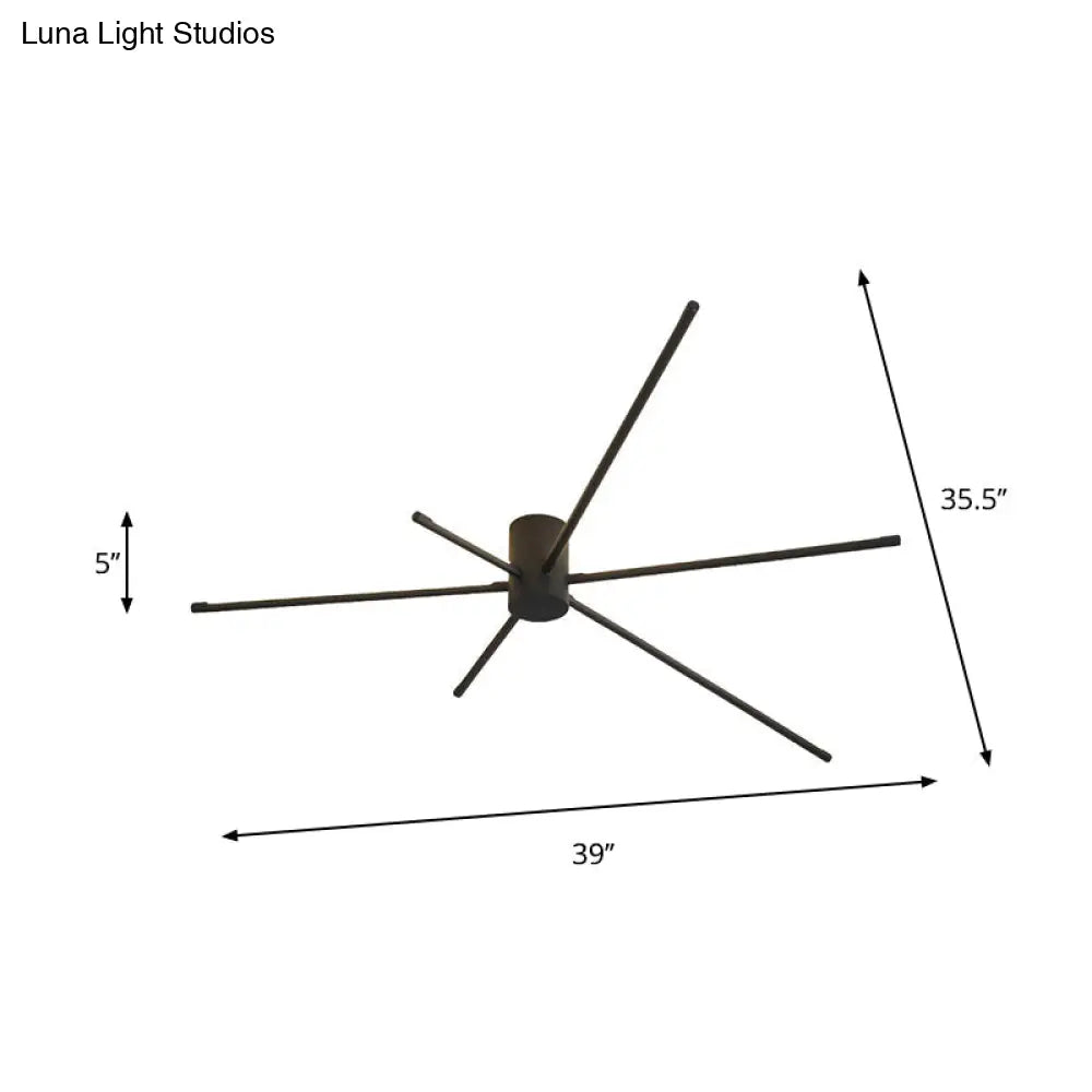 Modern Sputnik Acrylic Semi Mount Led Ceiling Light Fixture - 35.5’/39’ Width Black