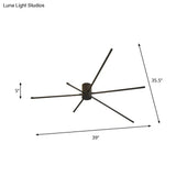 Modern Sputnik Acrylic Semi Mount Led Ceiling Light Fixture - 35.5’/39’ Width Black