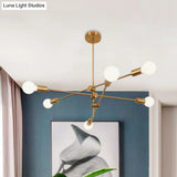 Modern Sputnik Chandelier - Metallic 6-Light Living Room Pendant Lamp Black/Gold