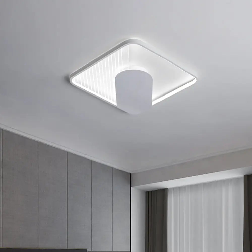 Modern Square Acrylic Led Ceiling Flush Mount Light (18’/21.5’) - Simple White Finish Super