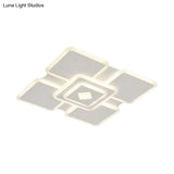 Modern Square Acrylic Led Ceiling Light In White With 3 Adjustable Brightness Levels