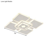 Modern Square Acrylic Led Ceiling Light In White With 3 Adjustable Brightness Levels
