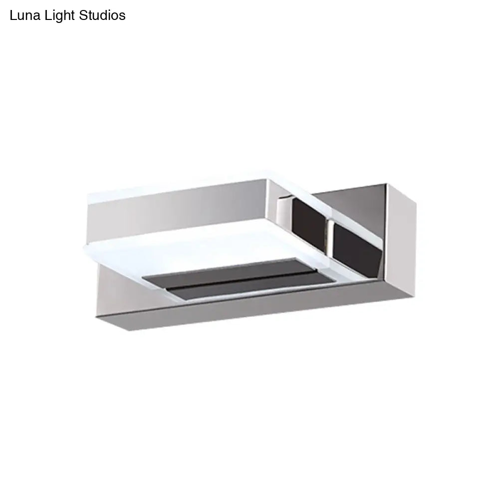 Modern Square Acrylic Vanity Light With Chrome Wall Mount - Available In 1-4 Lights