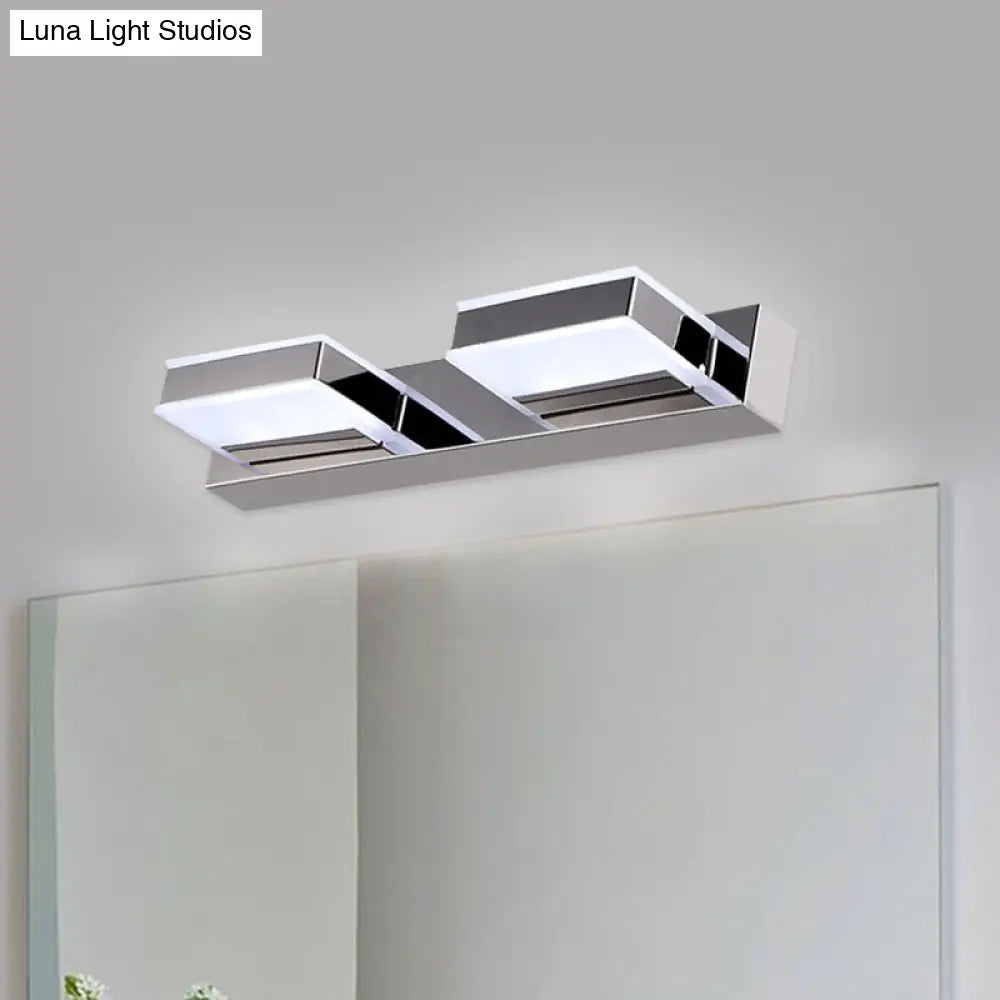 Modern Square Acrylic Vanity Light With Chrome Wall Mount - Available In 1-4 Lights