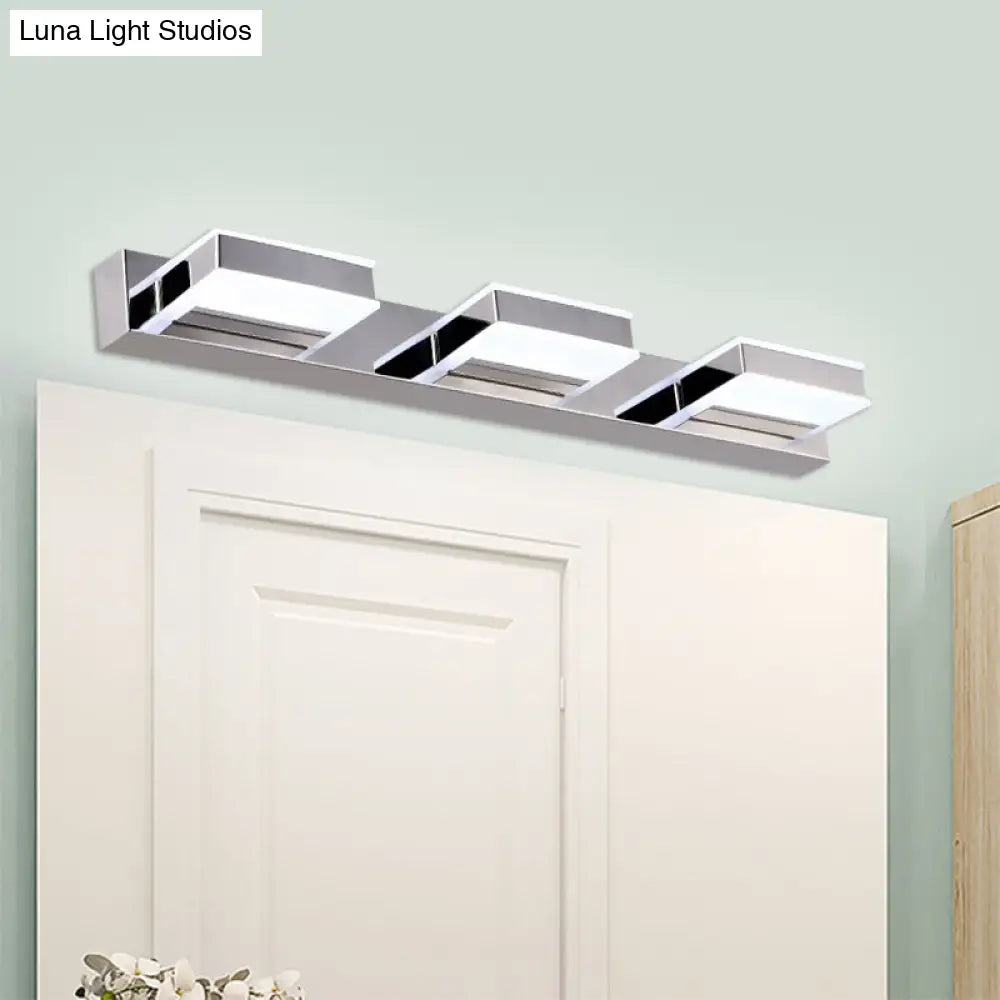 Modern Square Acrylic Vanity Light With Chrome Wall Mount - Available In 1-4 Lights