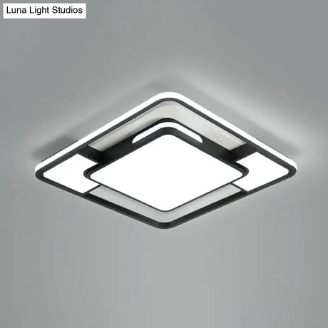 Modern Square Ceiling Flushmount Light In Black And White - Ideal For Bedrooms
