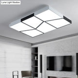 Modern Square Ceiling Light Fixture - 19.5’/35.5’/47’ Acrylic Shade Led Black & White Flush