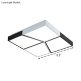 Modern Square Ceiling Light Fixture - 19.5’/35.5’/47’ Acrylic Shade Led Black & White Flush