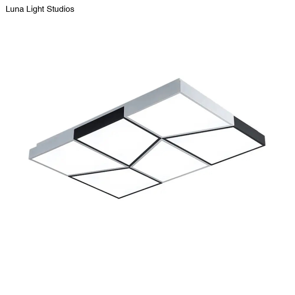 Modern Square Ceiling Light Fixture - 19.5’/35.5’/47’ Acrylic Shade Led Black & White Flush