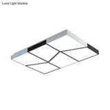 Modern Square Ceiling Light Fixture - 19.5’/35.5’/47’ Acrylic Shade Led Black & White Flush