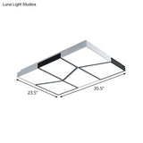 Modern Square Ceiling Light Fixture - 19.5’/35.5’/47’ Acrylic Shade Led Black & White Flush