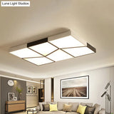 Modern Square Ceiling Light Fixture - 19.5’/35.5’/47’ Acrylic Shade Led Black & White Flush