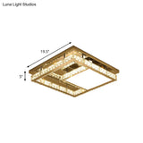 Modern Square Crystal Led Flush Mount Ceiling Light - Chrome Finish | Bedroom Lighting