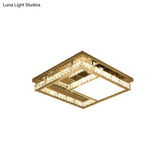 Modern Square Crystal Led Flush Mount Ceiling Light - Chrome Finish | Bedroom Lighting