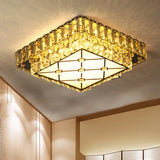 Modern Square Crystal Led Flush Mount Ceiling Light For Hallways Clear