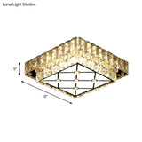 Modern Square Crystal Led Flush Mount Ceiling Light For Hallways