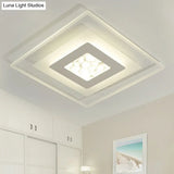 Modern Square Flush Led Ceiling Light Fixture For Bedroom Clear Acrylic Design / 8 Third Gear