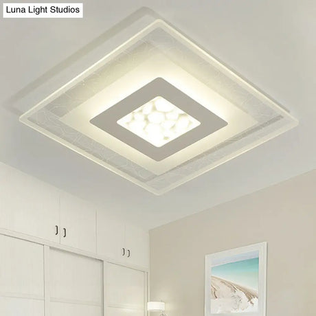 Modern Square Flush Led Ceiling Light Fixture For Bedroom Clear Acrylic Design / 8 Third Gear