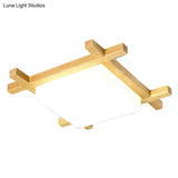 Modern Square Flush Mount Ceiling Light Stylish Acrylic Fixture For Living Room Wood / 16 Warm