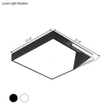 Modern Square Flush Mount Ceiling Light With Acrylic Shade - Black/White Led Fixture For Bedroom