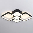Modern Square Flush Mount Led Ceiling Light In Black With Warm/White 18’/21.5’ Wide / 18’ White