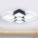 Modern Square Flush Mount Led Ceiling Light In Black With Warm/White 18’/21.5’ Wide Black-White