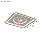 Modern Square Flushmount Led Light - Acrylic White Lamp With Lovers Pattern