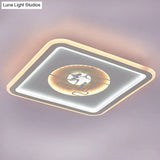 Modern Square Flushmount Led Light - Acrylic White Lamp With Lovers Pattern