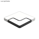 Modern Square Led Ceiling Lamp For Child Bedroom: Simple Black & White Design