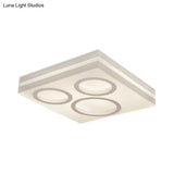 Modern Square Led Ceiling Light With Circular Pattern Acrylic White Finish - Ideal For Living Room