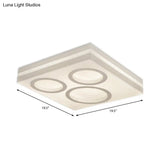 Modern Square Led Ceiling Light With Circular Pattern Acrylic White Finish - Ideal For Living Room