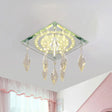 Modern Square Led Clear Crystal Flush Mount Ceiling Light For Corridors