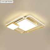 Modern Square Led Flushmount Gold Bedroom Light Fixture (Customizable In 7 Days)