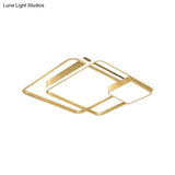Modern Square Led Flushmount Gold Bedroom Light Fixture (Customizable In 7 Days)