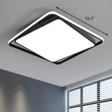 Modern Square Led Surface Mount Ceiling Light - Nordic Acrylic Black Flushmount For Bedroom / 16.5’