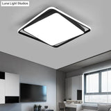 Modern Square Led Surface Mount Ceiling Light - Nordic Acrylic Black Flushmount For Bedroom