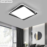 Modern Square Led Surface Mount Ceiling Light - Nordic Acrylic Black Flushmount For Bedroom