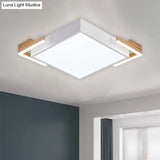 Modern Square Metallic Ceiling Light Fixture: Led Flushmount Lighting In Black/White Warm/White