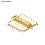 Modern Square Metallic Gold Led Flush Mount Lamp In Warm/White 16.5’/20.5’ Width