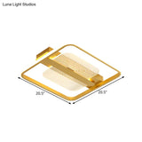 Modern Square Metallic Gold Led Flush Mount Lamp In Warm/White 16.5’/20.5’ Width