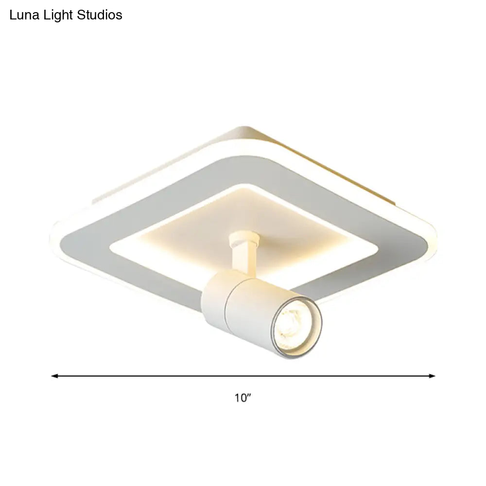 Modern Square/Round Flush Mount Led Acrylic Lamp In White/Black (White/Warm Light)