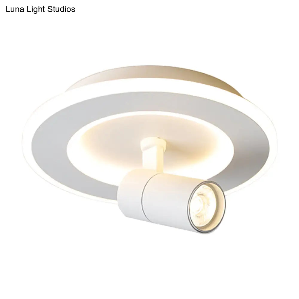Modern Square/Round Flush Mount Led Acrylic Lamp In White/Black (White/Warm Light)