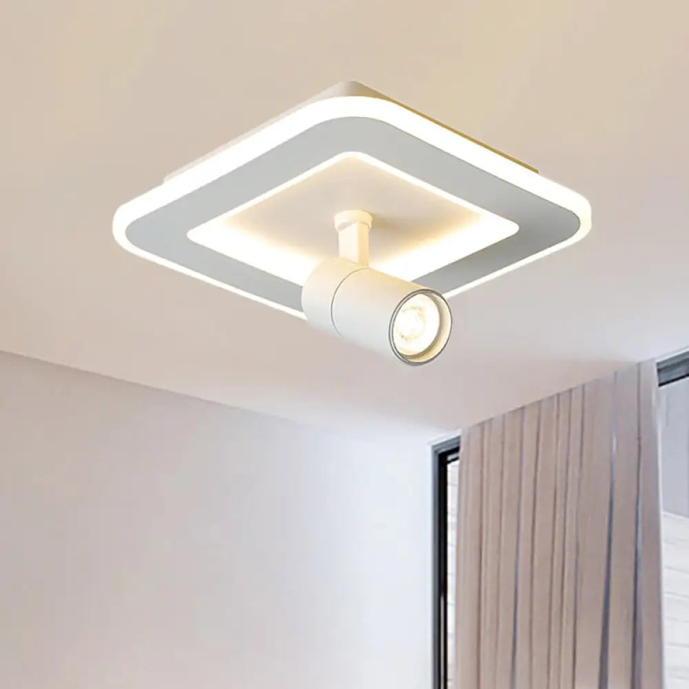 Modern Square/Round Flush Mount Led Acrylic Lamp In White/Black (White/Warm Light) White / Warm
