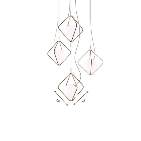 Modern White Square Suspension Light With Orb Shade - Metal & Glass Pendant For Living Room