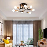 Modern Stacked Linear Ceiling Light: Energy Saving Semi Flushmount For Hotels 8 / Black
