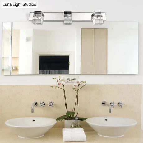 Modern Stainless Steel Bathroom Wall Light With Crystal Bubble Shade