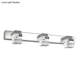 Modern Stainless Steel Bathroom Wall Light With Crystal Bubble Shade